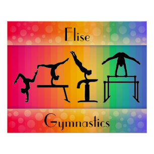 Poster Gymnastique Arc-en-ciel avec filles Gymnastique Év