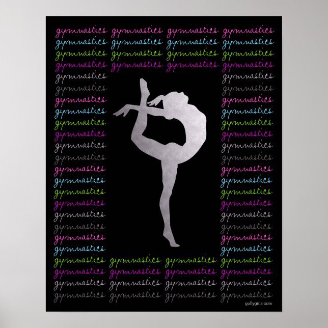 Poster Gymnastique artistique Typographie colorée (Devant)