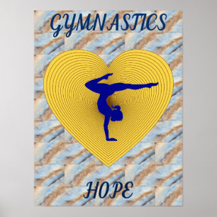 Poster Gymnastique coeur or avec gymnaste