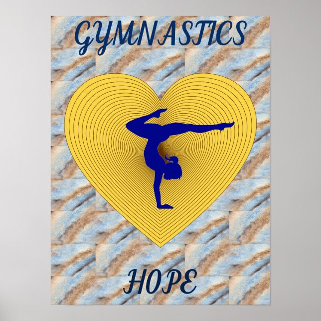 Poster Gymnastique coeur or avec gymnaste (Devant)
