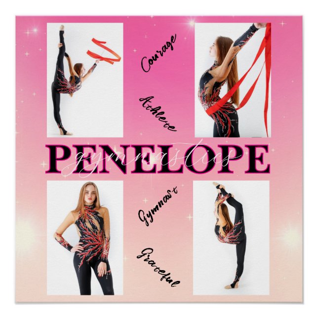 Poster Gymnastique enchevêtrée rose 4 Photo Encouragement (Devant)