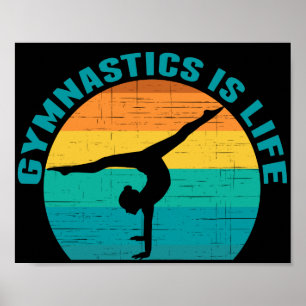 Poster Gymnastique est la vie belle Sunset Gymnaste Noir