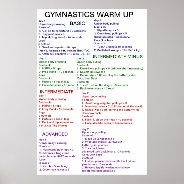 Poster Gymnastique réchauffée (Devant)