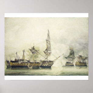 Poster H.M.S. Victoire à la bataille de Trafalgar, 1805,