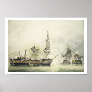 Poster H.M.S. Victory at the Battle of Trafalgar, 1805 (