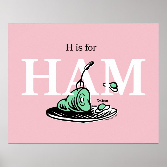 Poster "H pour JAMBON" | Conception de l'alphabet (Devant)