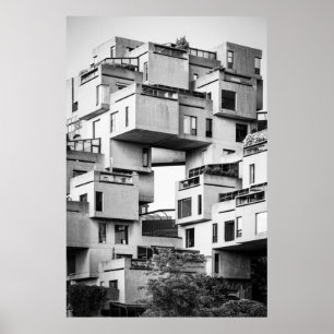 Poster Habitat 67 Montreal Monochrome