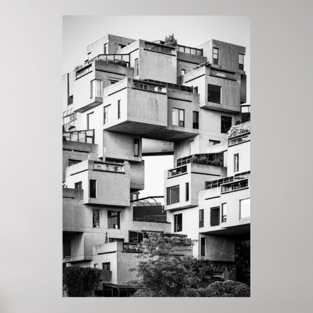 Poster Habitat 67 Montréal Monochrome (Devant)