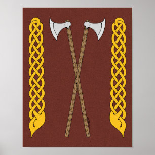 Poster Haches danoises/viking croisées avec entrelacs