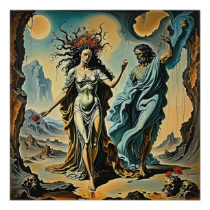 Poster Hadès et Perséphone descendant dans le monde soute
