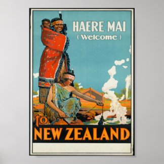 Poster Haere Mai, Bienvenue sur l'affiche en Nouvelle-Zél