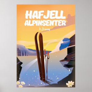 Poster hafjell alpinsenter  Norway beautiful ski poster.