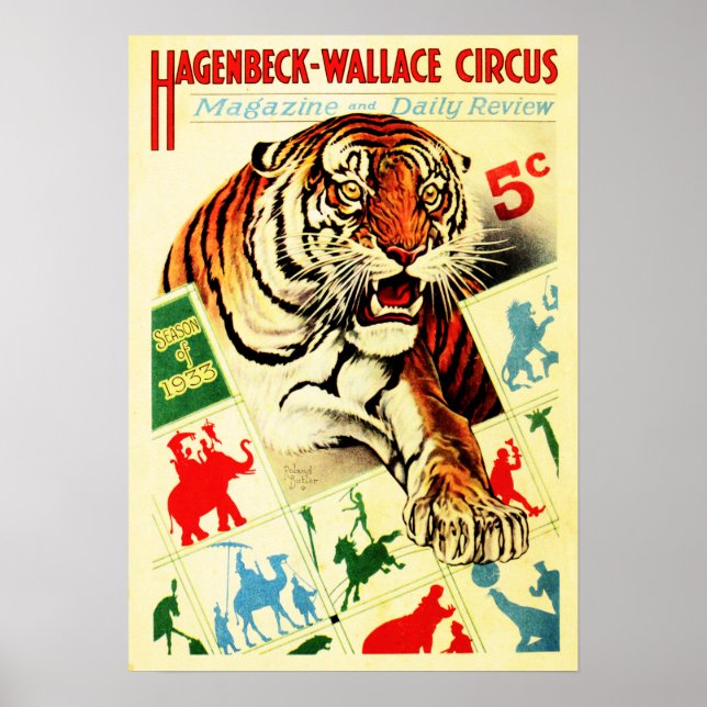 Poster HAGENBECK WALLACE CIRCUS Magazine Revue Couverture (Devant)