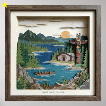 Haida Gwaii C.-B. Canada Collage de papier Diorama