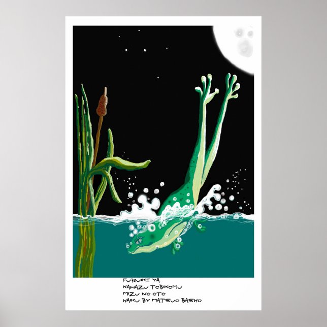 Poster Haiku de grenouille de Basho (Devant)