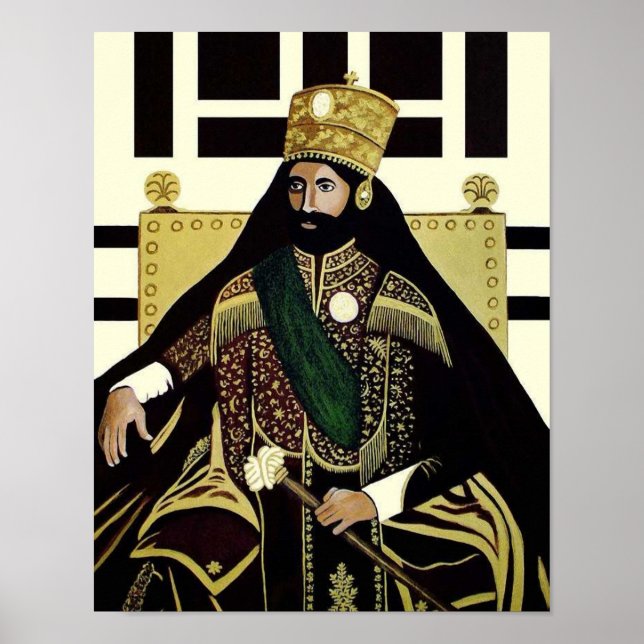 Poster Haile Selassie Lion Rasta Solomon Jah Rastafari (Devant)