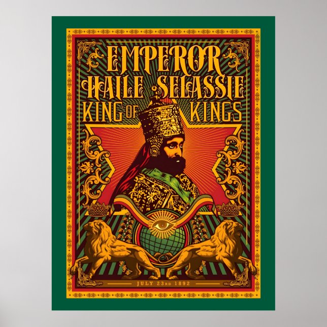 Poster Haile Selassie Postcard Jah Rastafari Metal Print (Devant)