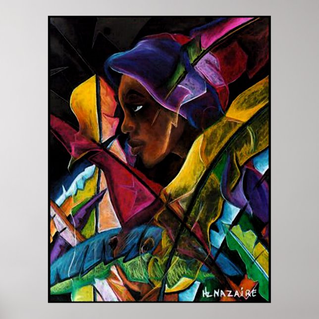 Poster Haitienne en Vitraux (Devant)