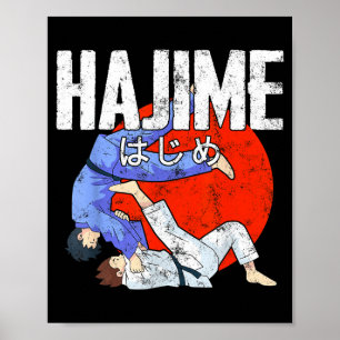 Poster Hajime Judo Sportif Drôle Arts Martiaux Japonais