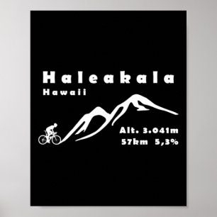 Poster Haleakala, Hawaï, États-Unis, Cyclisme, Vélo, Grim