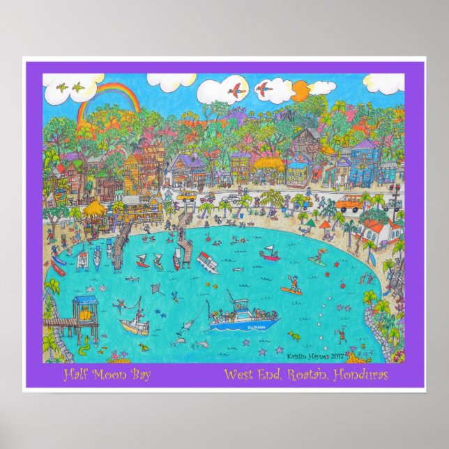 Poster Half Moon Bay, Roatan (Devant)