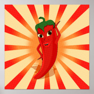 Poster Halftones Newsprint Red Pepper Diva