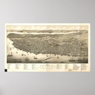 Poster Halifax Nouvelle-Écosse 1879 Carte panoramique ant