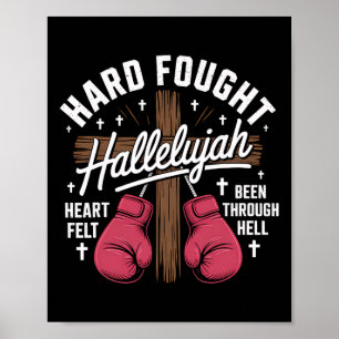 Poster Hallelujah Christian Boxing Gloves Cross Heart