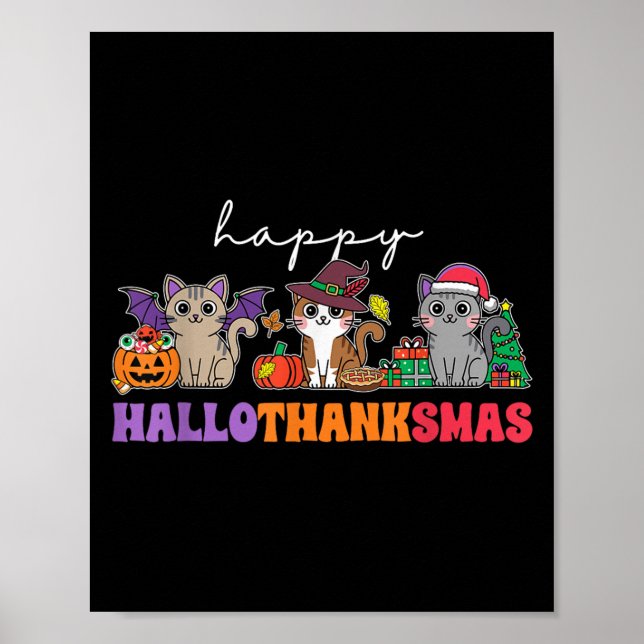 Poster Hallothanksmas Cats _ Uni-adults, Uni-kids, Black, (Devant)