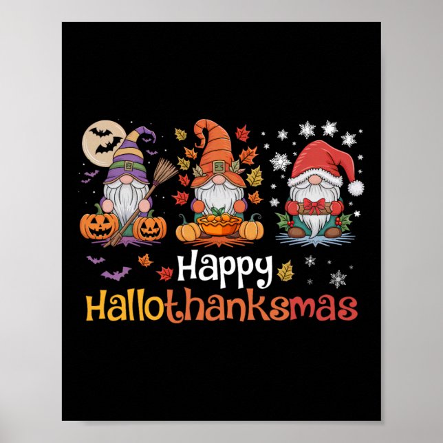 Poster Hallothanksmas Gnomes Halloween Thanksgiving Chris (Devant)