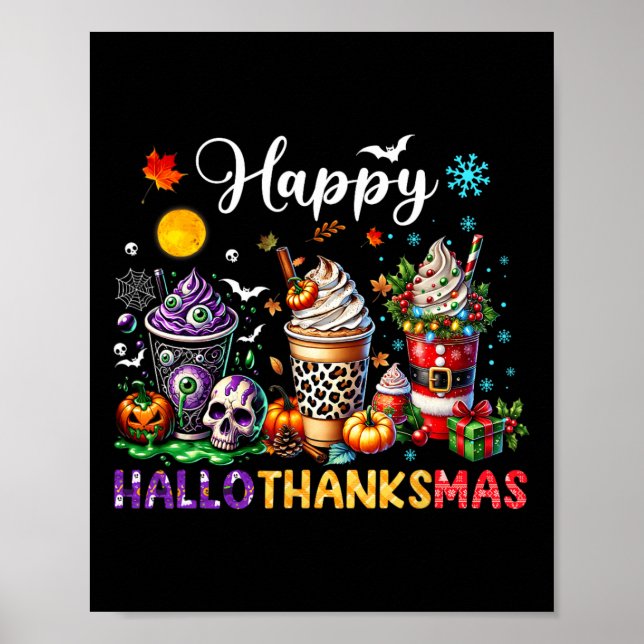 Poster Hallothanksmas Halloween Café Latte Merci (Devant)