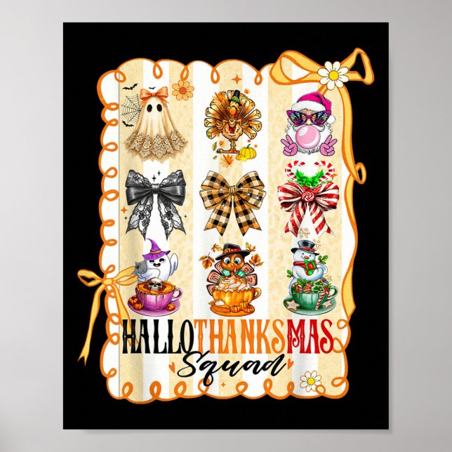 Poster Hallothanksmas Squad Coquette Bow Halloween Thanks (Devant)