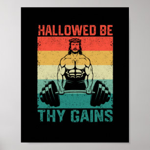 Poster Hallow be your gains Jésus Bodybuilding