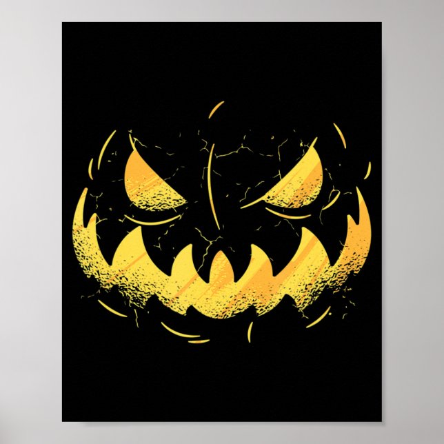Poster Halloween à la tête de Citrouille sculpté de Jack- (Devant)