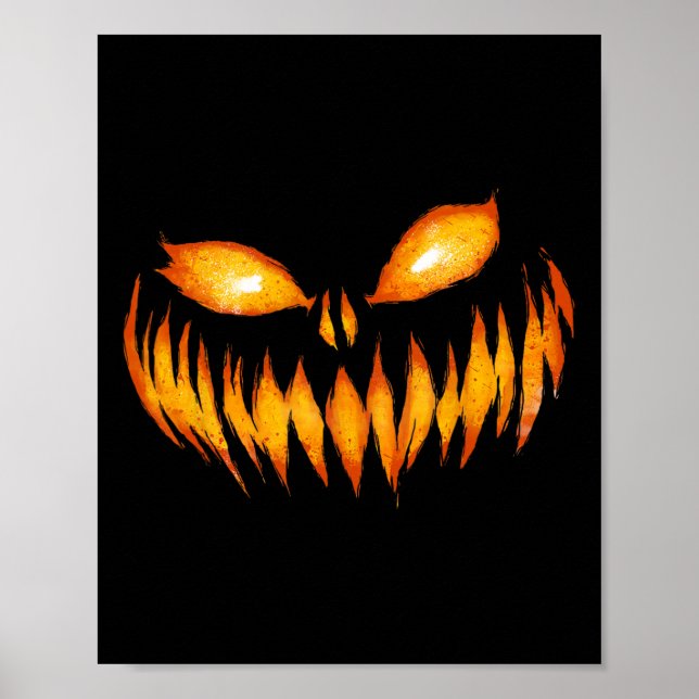 Poster Halloween à la tête de Citrouille sculpté de Jack- (Devant)