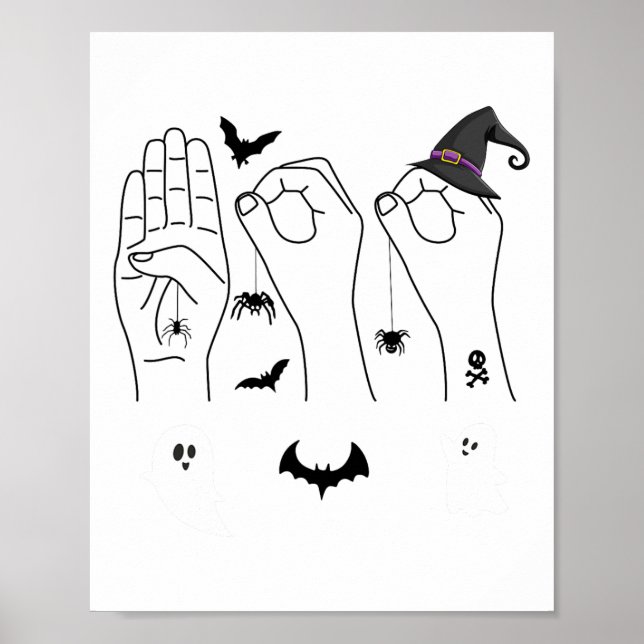 Poster Halloween Asl Langue des signes main Fierté Sourde (Devant)
