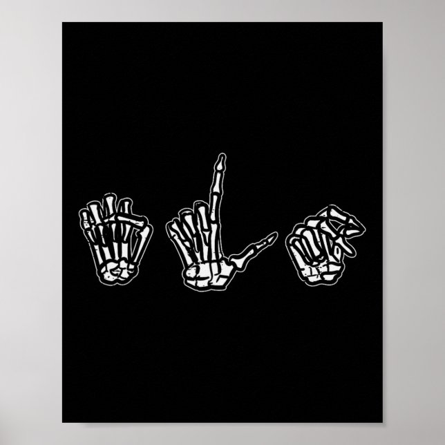 Poster Halloween ASL Skeleton langue des signes main cost (Devant)