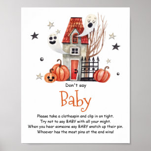Poster Halloween Baby Shower Don't Say Baby Sign