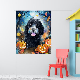 Poster Halloween Bernedoodle Avec La Peur Citrouille