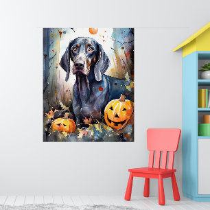 Poster Halloween Bluetick Coonhound avec la peur Citrouil