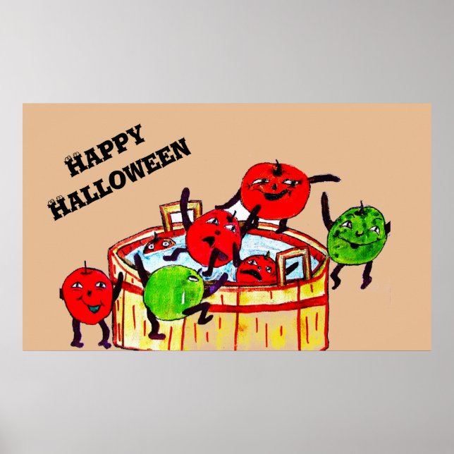 POSTER HALLOWEEN BOBBING POUR APPLES PARTY (Devant)