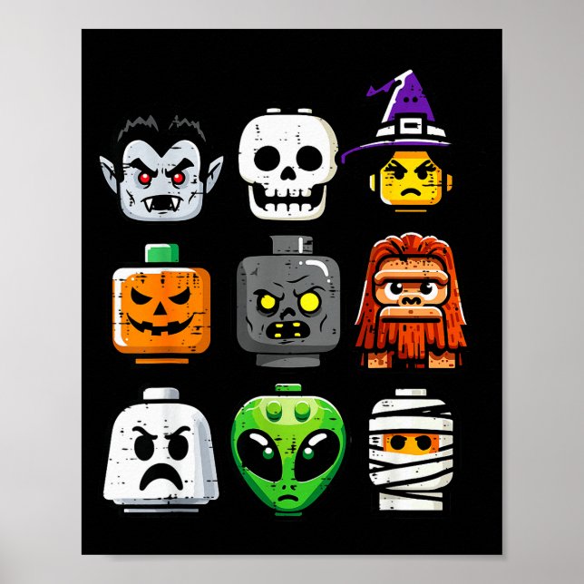 Poster Halloween Brick Pumpkin Ghost Heads Costume Boys K (Devant)