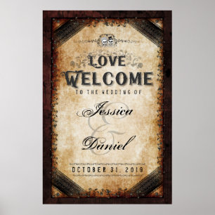 Poster Halloween Brown gothique 24x36 Bienvenue au Mariag