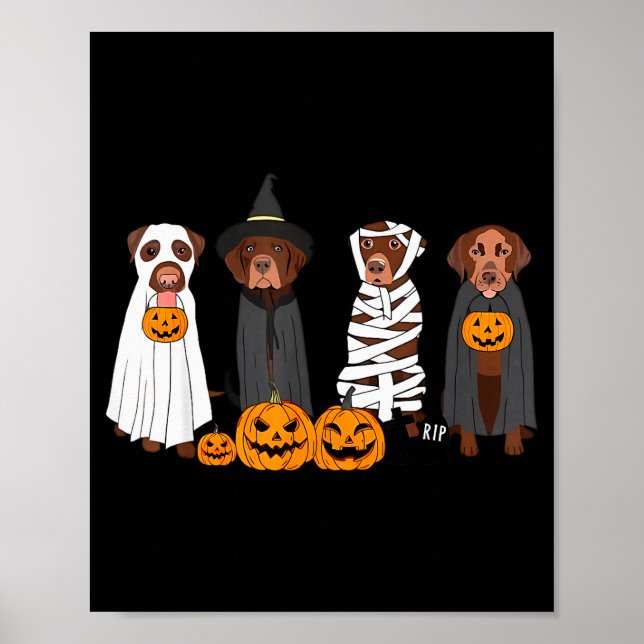 Poster Halloween Brown Labrador Ghost Soky Chocolate Lab  (Devant)