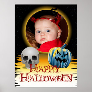 Poster Halloween Cadre photo Crâne et Jack o' Lantern