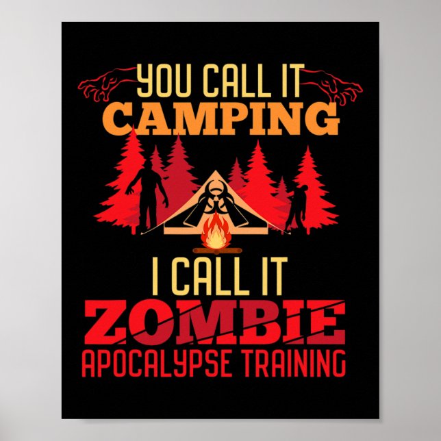 Poster Halloween Camping Zombie Apocalypse Formation Amus (Devant)