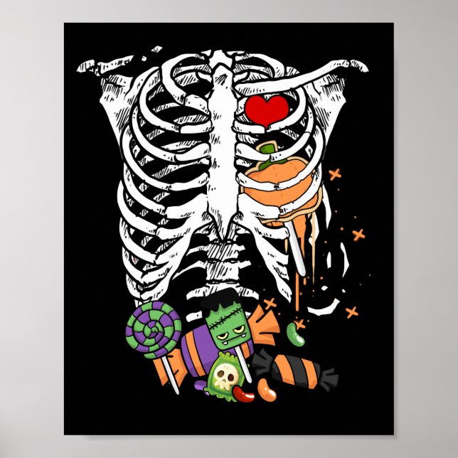 Poster Halloween Candy Skeleton Rib Cage X-Ray (Devant)