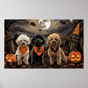 Poster Halloween caniche Éffrayant