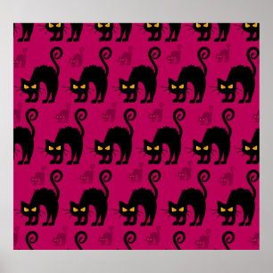 Poster Halloween Chat : Abstrait Motif sans couture