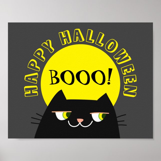 Poster Halloween Chat noir Simple drôle (Devant)